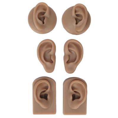 3 Pairs Silicone Ear Model Soft Flexible Simulation Human Ear Model for Piercing Practice Jewelry