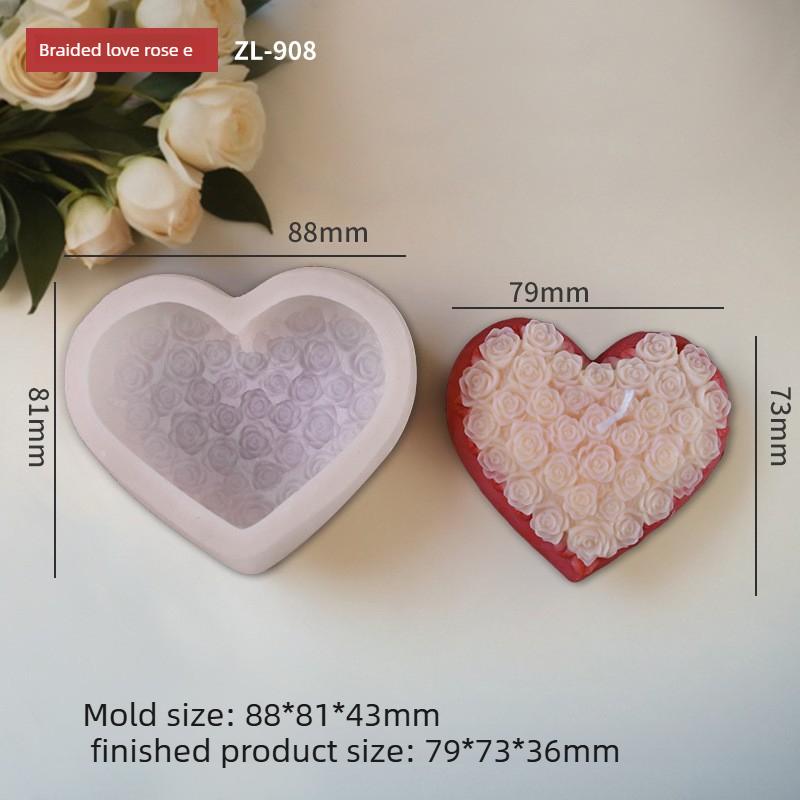 

1pc Weaving Love Rose Aromatherapy Candle Mold DIY Valentine s Day Heart Shaped Creative Silicone Mold