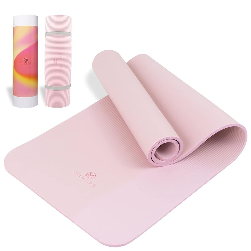 

Alinco MIVIOS Training Mat, 10mm Thick, with Bands, for Pilates, Stretching, Yoga, Exercise, and Performance, AMV310 Powder Pink