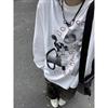 2KWEIRD High Street Oversize Women Camisetas White Vintage Long Sleeve Letter Hand-Painted Tshirts Hiphop Grunge Tops Y2k Tees American