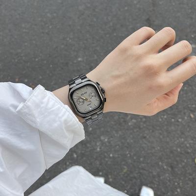 Stylish and Handsome Square Minimalist Quartz Watch with Calendar Stainless Steel Strap Ideal for Daily Casual Wear
