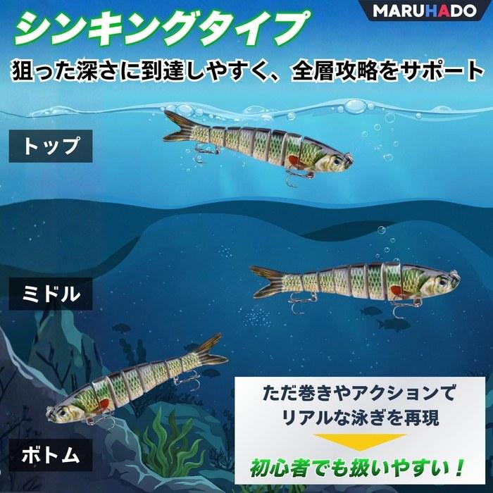 Maruhado Big Bait Bass Fishing Lures 5-Piece Set with Case, Natural & Appeal, 13.7cm, 27g