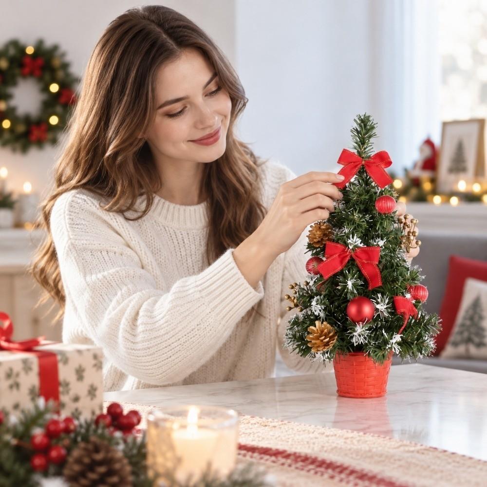 Mini Home Bedroom Party Decorations 20cm Children DIY Handicraft New Year Gift Artificial Tree