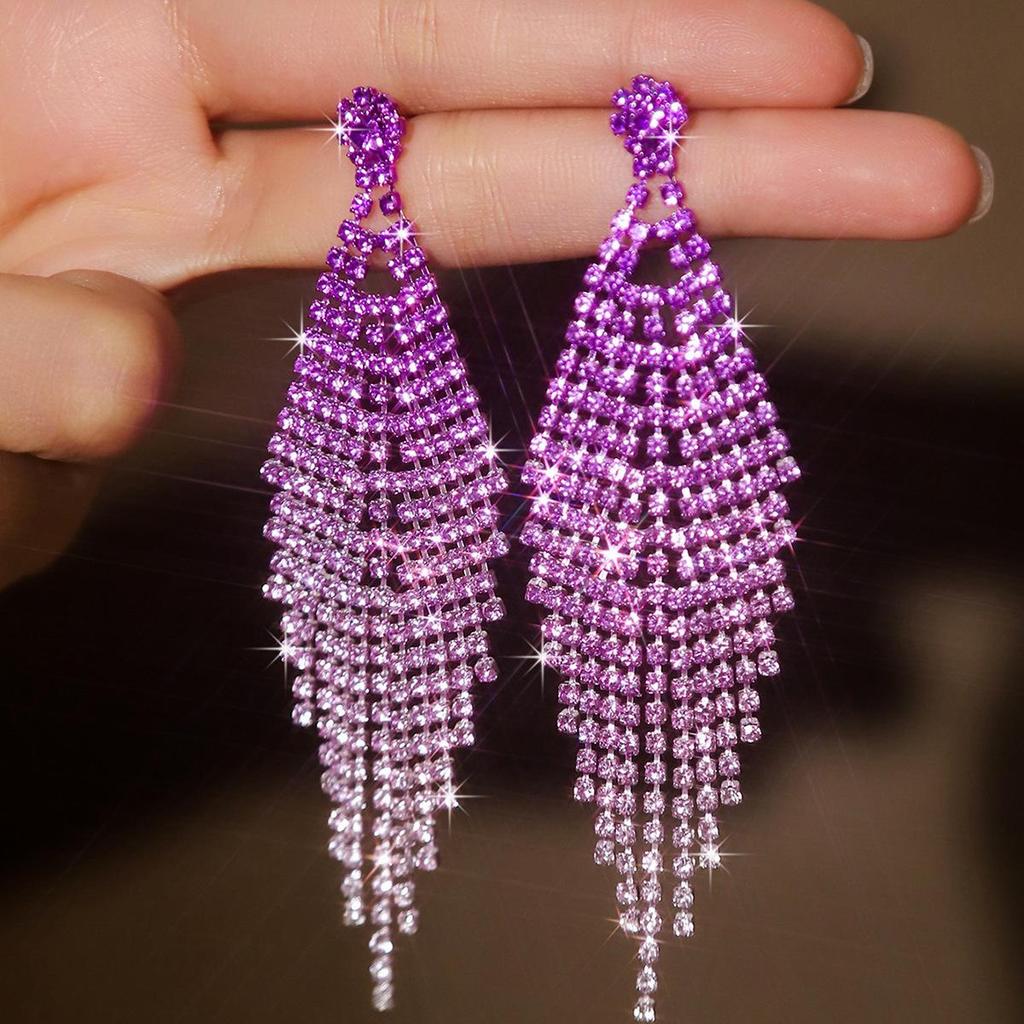 Luxuriöse europäische und amerikanische Statement-Ohrringe mit Diamantquasten