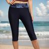 Women's Over-the-Knee Patchwork Print Shorts Swimsuit Bottoms