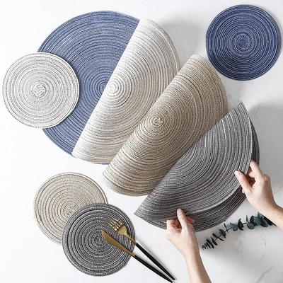 1Pc Round Ramie Insulation Pad Solid Placemats Linen Non Slip Table Mats Kitchen Accessories Pad Coaster HMKH YSXX