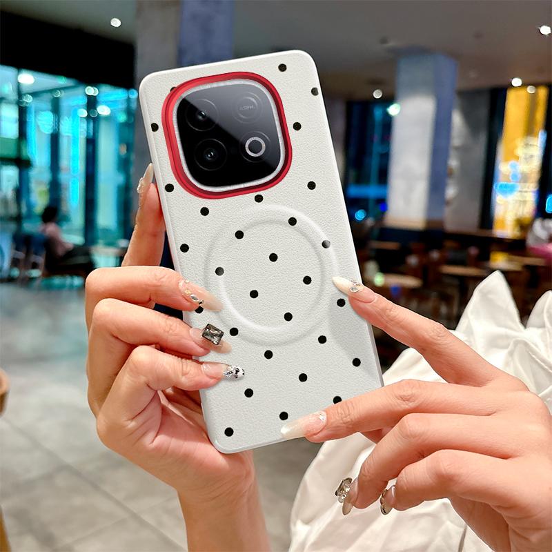 For Vivo iQOO Z10 Turbo Pro Case Wave Point Pattern Leather Magsafe Individual Metal Keys Matte Anti-Slip Grip Soft Case Cover