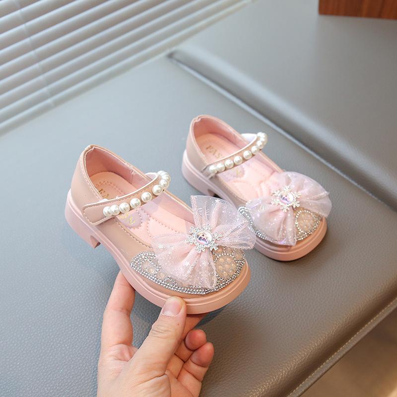 Spring and Autumn New Fashion Trend Rhinestone Girls Comfortable Soft-soled Leather Shoes
