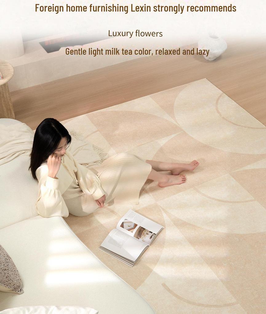 2025 Light Luxury High-End Cream Carpet for Living Room & Bedroom