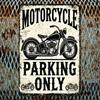 Vintage Motorcycle Parking Metal Wall Art Poster Garage Decor