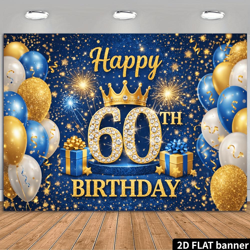 Тканевый фон-баннер для вечеринки в честь 60-летия, подходит для празднования 60-летия в помещении и на улице 130x150cm