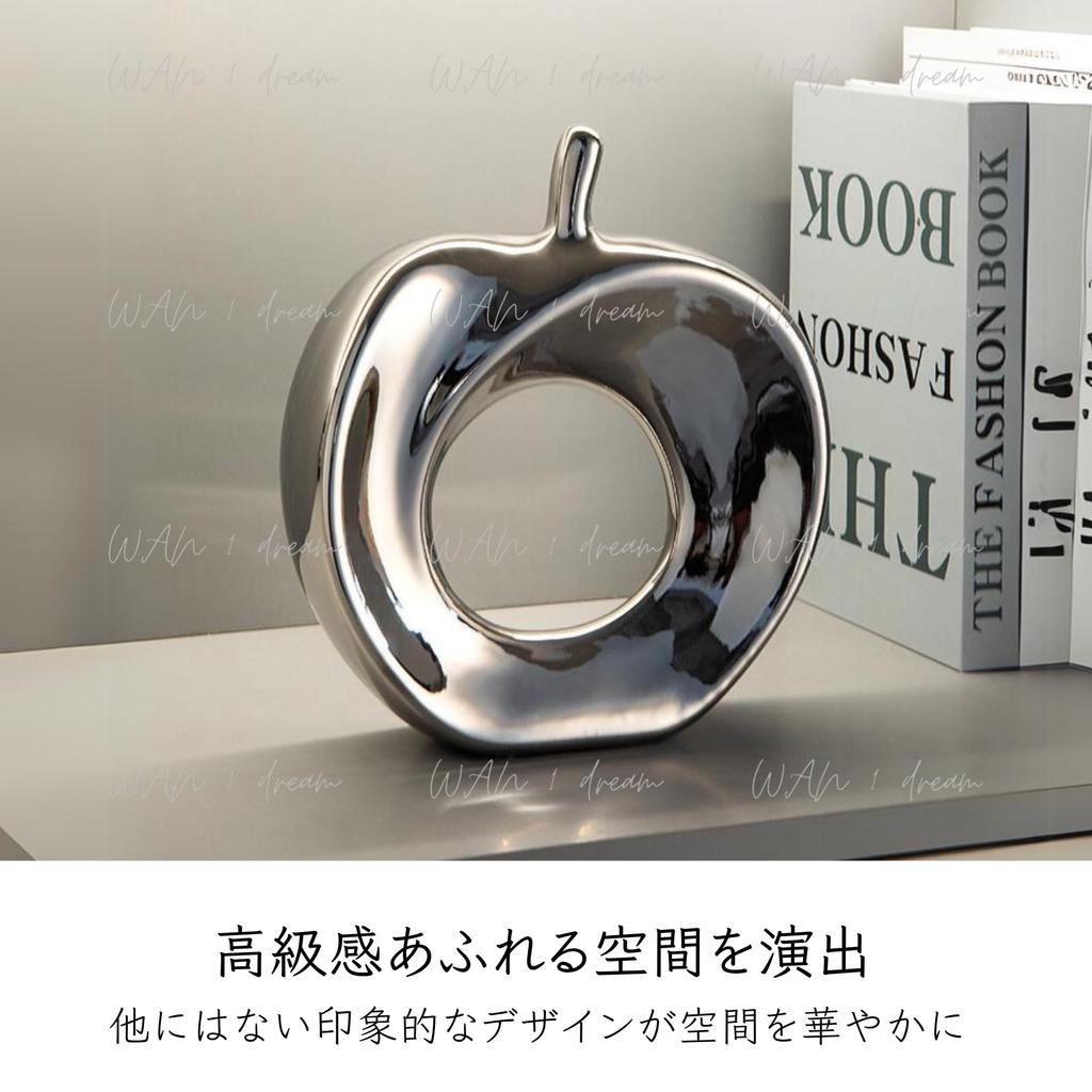 [In 10 Farben erhältlich] Apfelförmige Keramikfigur, Innendekoration, Moderne Dekoration, Nordischer Stil, Kunstobjekt, Perfektes Geschenk (Silber)