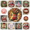 Vintage Christmas D Relief Art High Definition Metal Wall Art Set of  Retro Round Iron Sheet Decor Includes Santa Truck Sno