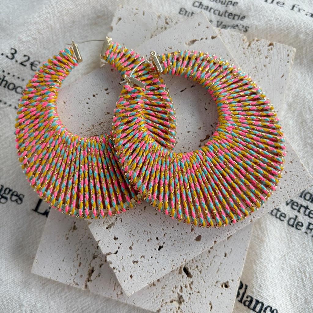 2025 Colorful Braided Wire Earrings: 925 Silver Needle, Niche Design, Light Luxury, European & American Retro Style.