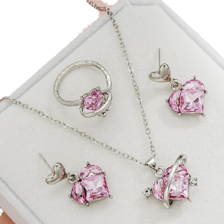 Fashion Bridal Necklace Pendant Earrings Heart Rings Pendant Jewery Party Jewelry Set Srop Earrings for Fashion Bride