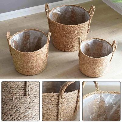 Nordic Extra Large Seaweed Storage Basket Hand Woven Straw Flower Pot Potted Green Plant Floor Indoor Multipurpose Sturdy