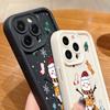 Hülle mit Weihnachtselch-Schneemann-Muster für iPhone 16 Pro 15 14 Plus 13 12 11 Pro Max Xr Xs X 8 7 Linsenschutz, weiches TPU, stoßfest, einfarbige Abdeckung