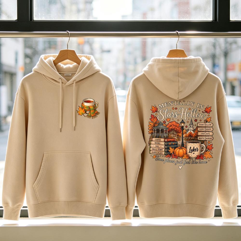Lady Retro Star Open-Mouthed Hooded Sweatshirt Gilmore Girl Autumn/Winter Pavilion Luke Coffee TV Program Fan Aesthetic Double-Sided Print