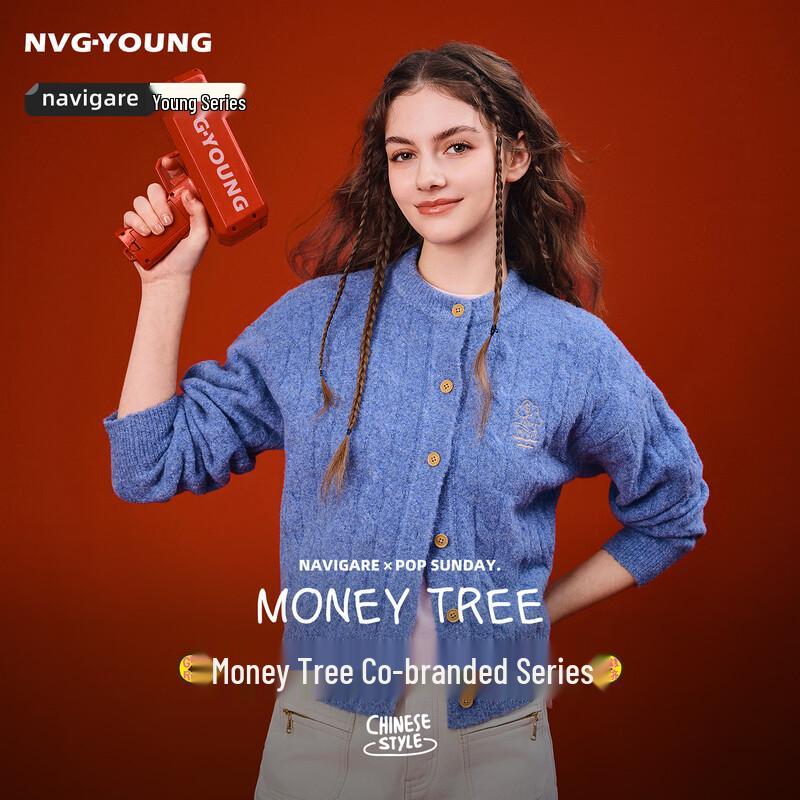 

NVG·YOUNG POPSUNDAY Money Tree Women s Knitted Cardigan XL