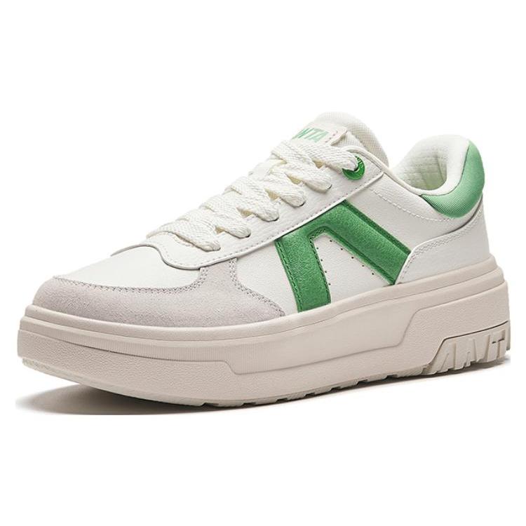 New Anta Life Collection A Road Durable Breathable Low Top Skateboard Shoes Women's White Green 122348071-3