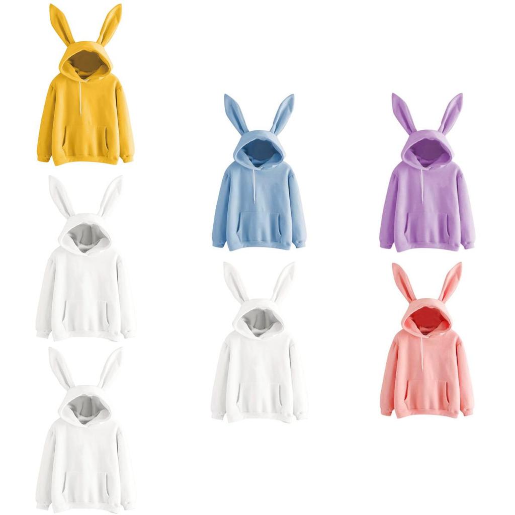 Stylish Rabbit Ear Women Hoodie Fashionable Long Sleeve Pullover Jumper