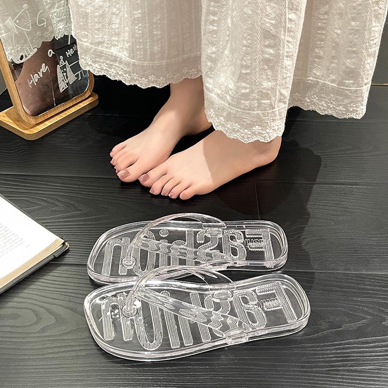 Korean Style Transparent Jelly Flip-Flops for Women - Summer Crystal Beach Slippers