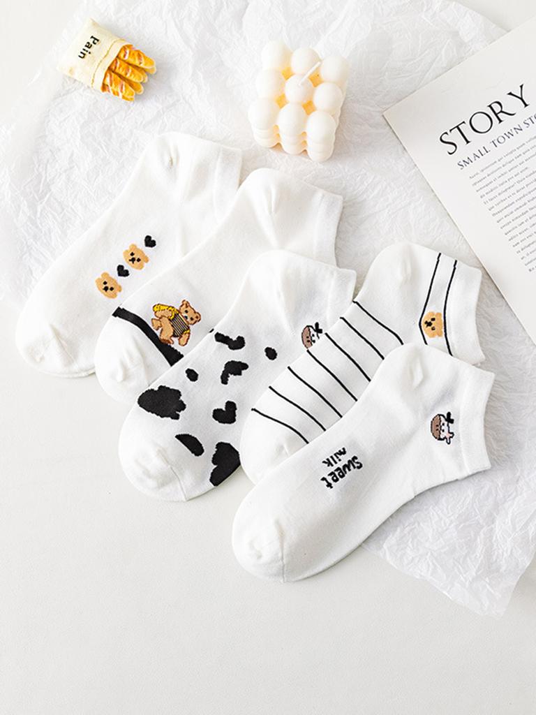 10 Pairs Low Tube Cute Animal Pattern Women Socks Set For Women Casual Style Popular And Fashionable Socks For Ladies And Girl
