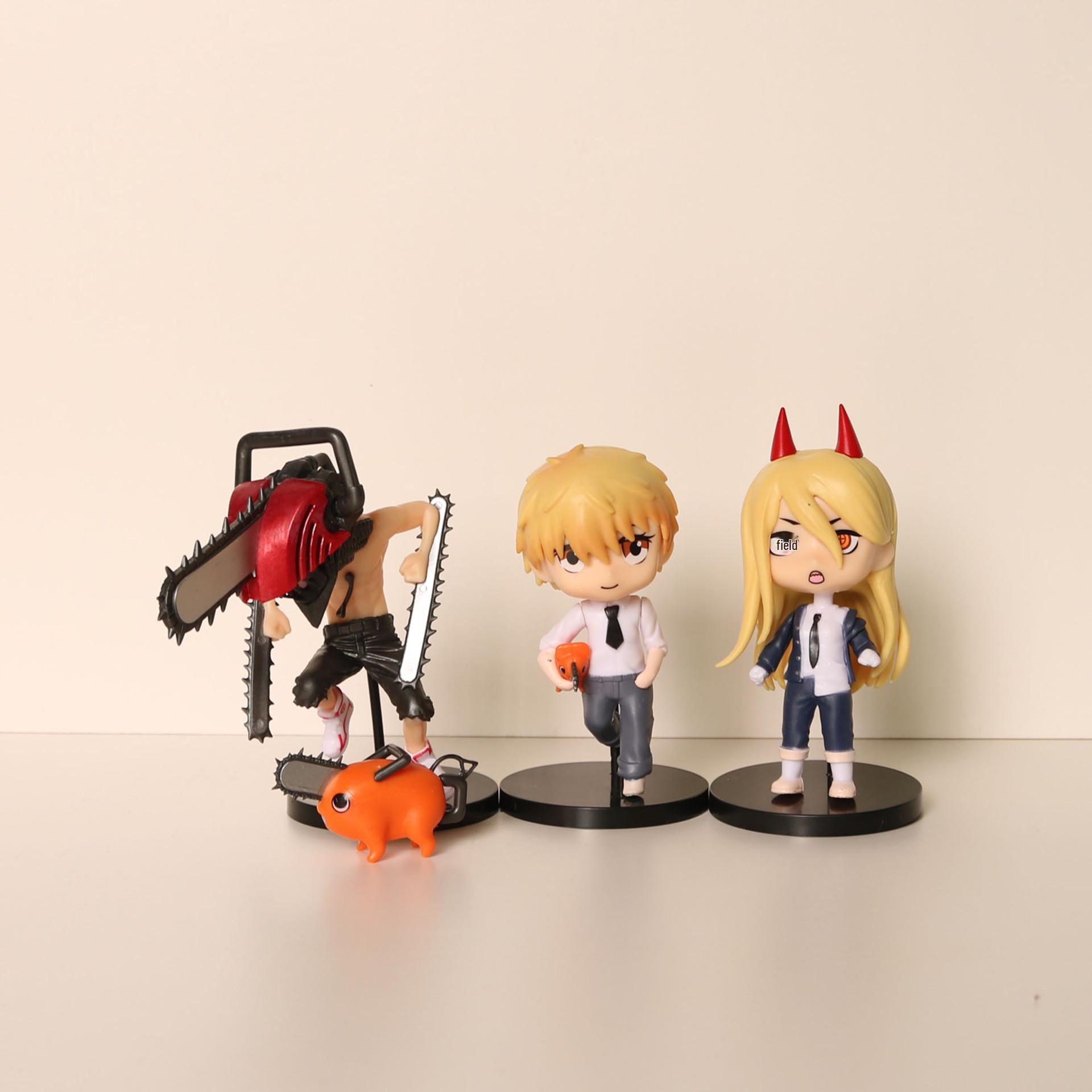 Chainsaw Man B5 Denji & Pochita Dolls Anime Set: 4 Styles of Building Block Figures and Ornaments. Character: 10-11cm, Animal: 3cm