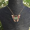 New Fashion Romance Rainbow Fairy Pink Purple Large Butterfly Pendant Snake Bone Chain Necklace for Women Princess Jewelry Gifts