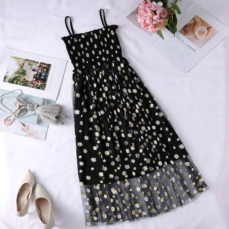 

Retro Sweet Daisy Mesh High-Waisted Sleeveless Fairy Dress Extra Large