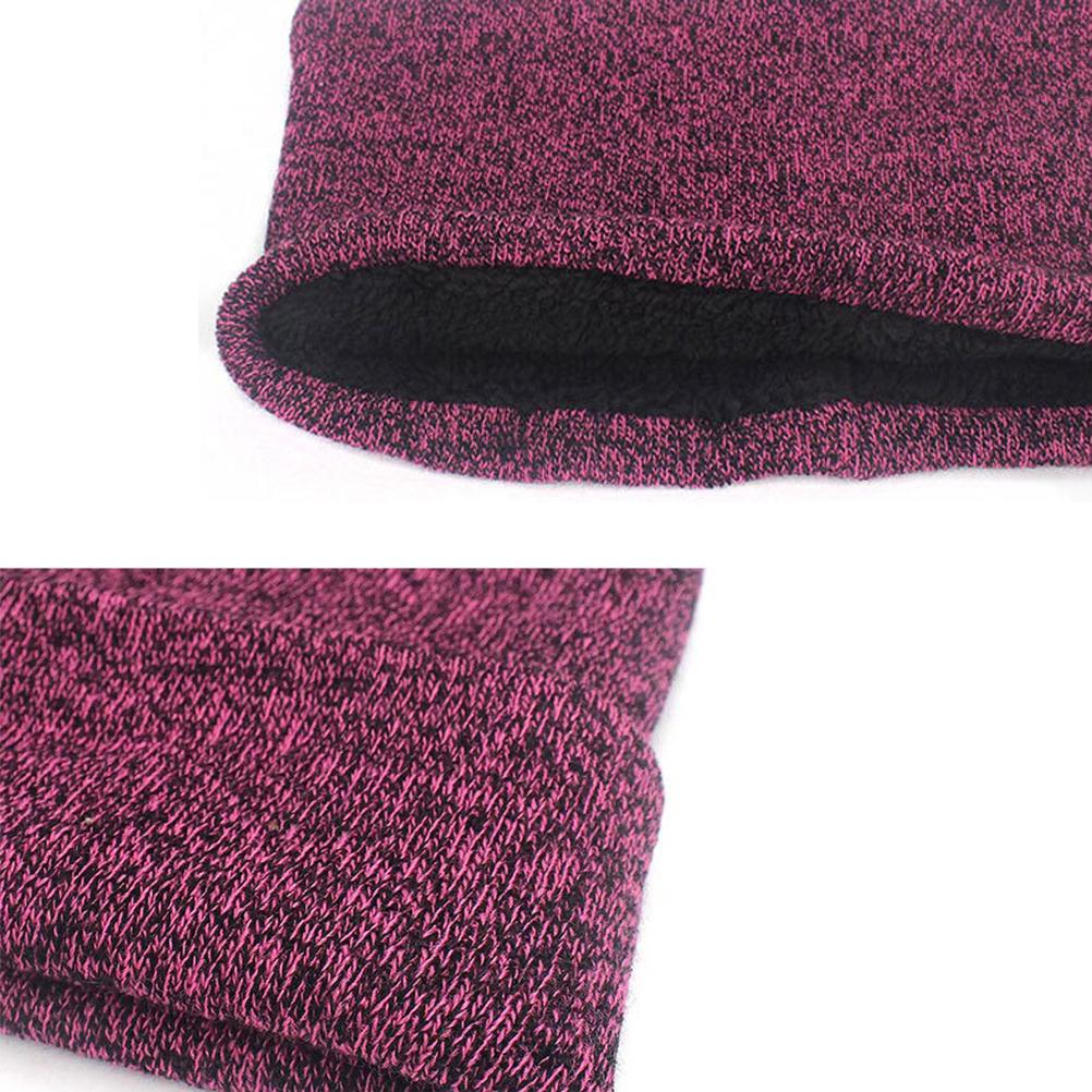 3Pcs Winter Knitted Hat Scarf Gloves Set Fleece Lined Warm Beanie Touch Screen Gloves for Women Men Outdoor Cycling