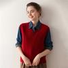 Womens Cashmere Sleeveless V-Neck Knit Vest Thickened Loose Fit Winter Layering Cardigan Sweater