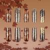 24pcs Medium Square Artificial Nail Press on Nail with Gold Glittering Leaves Stick on Nail For Fall And Winter Styles