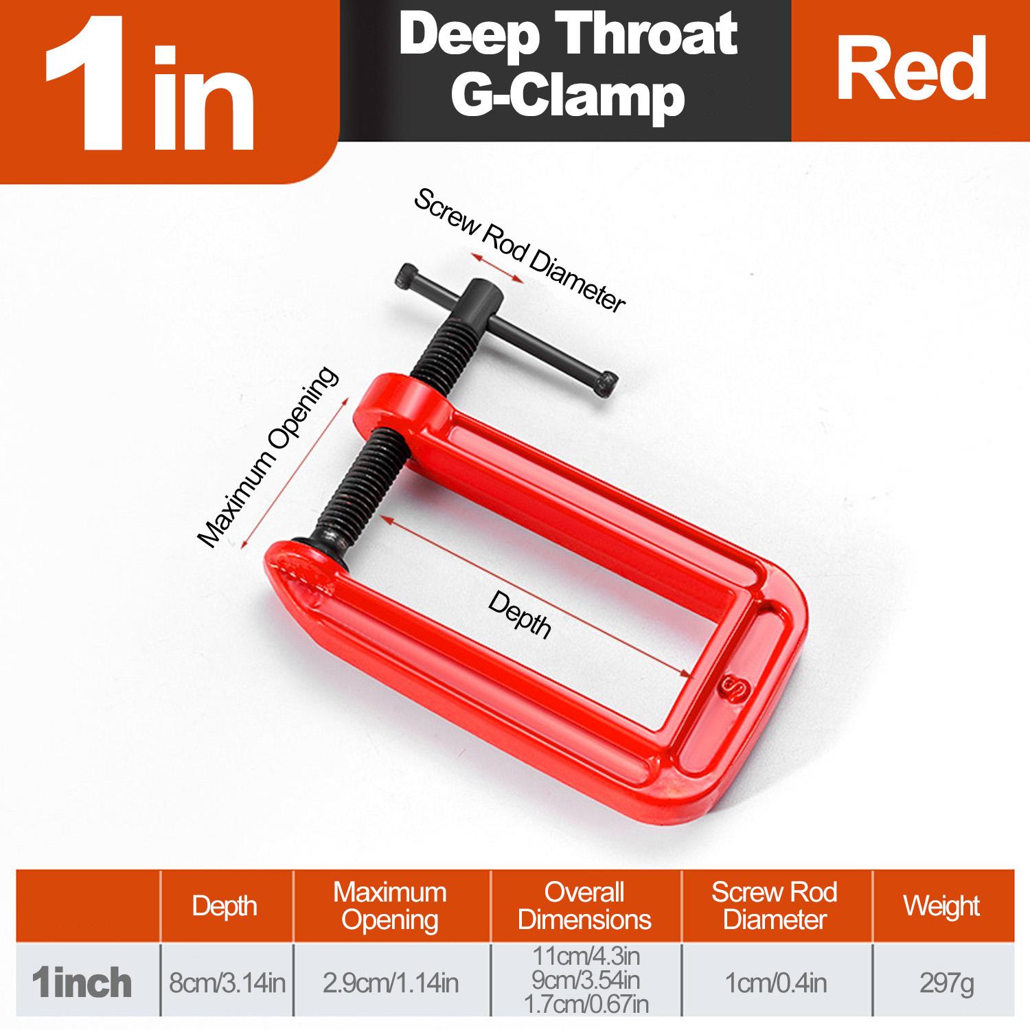 G Clamp Deep Reach C Clamp,4 Inch C-Clamp Set, Heavy Duty Steel C Clamp Industrial Strength C Clamps for Woodworking, Welding