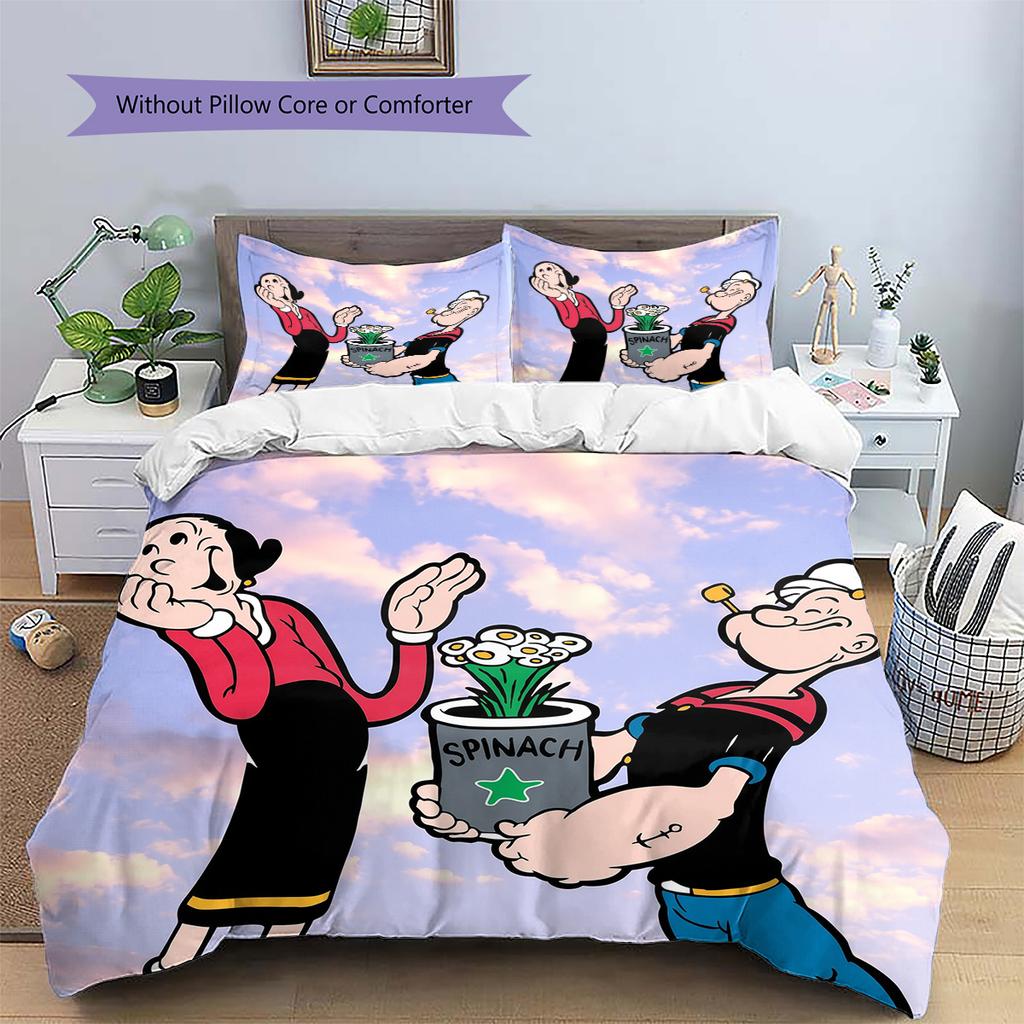 Popeye the Sailor Man  Pattern Bedding Quilt Set  Home Decoration  Gift (1 * Duvet Cover + 2 * Pillowcase  Without Core)