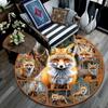 Foxes Round Area Rug,Carpet Rug for Living Room Bedroom Sofa Playroom Decor,Non-slip Floor Mat