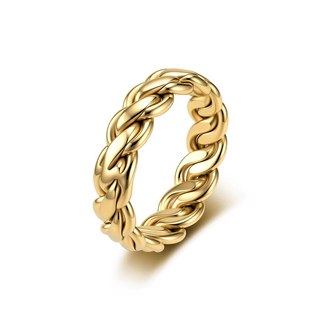 Unisex Titanium Steel Woven Chain Ring - High-End European & American Trend