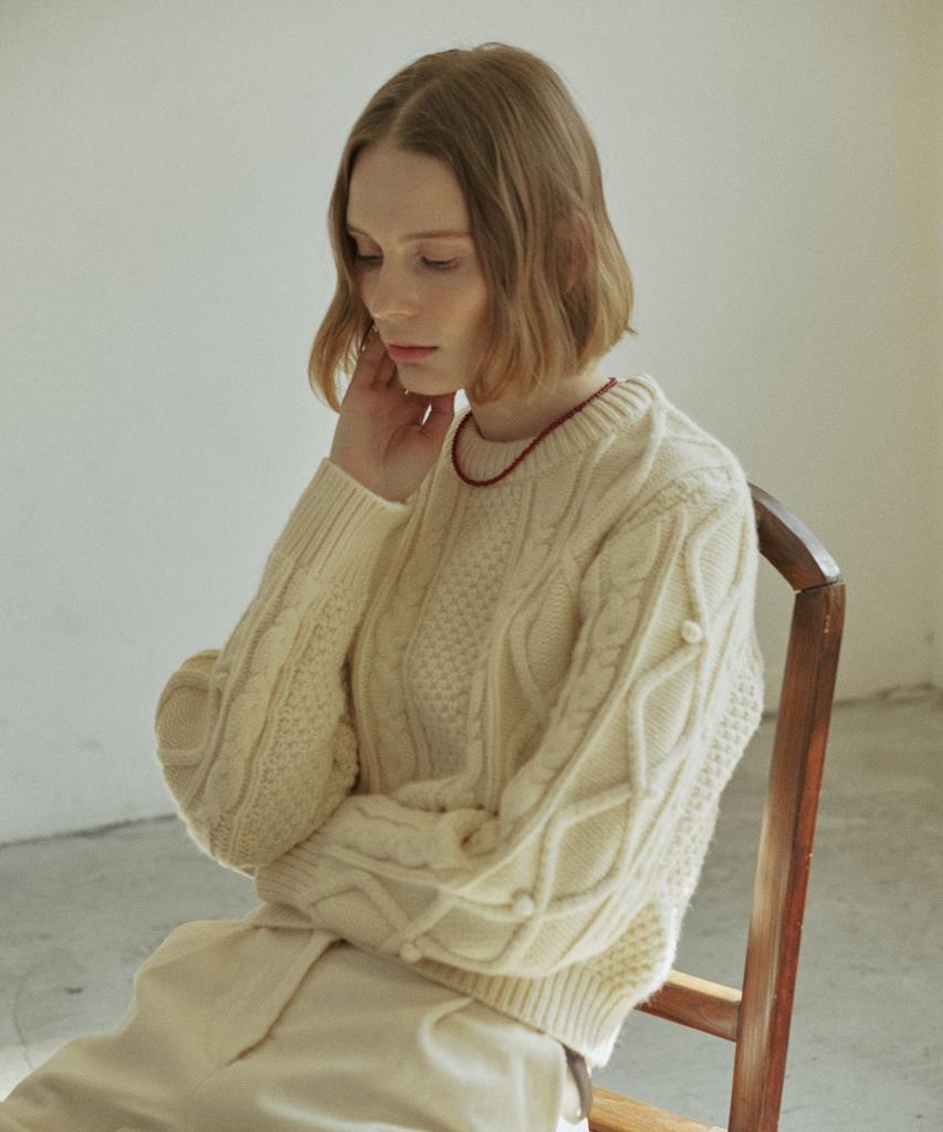 YUPPE Bell Cable Knit_Cream