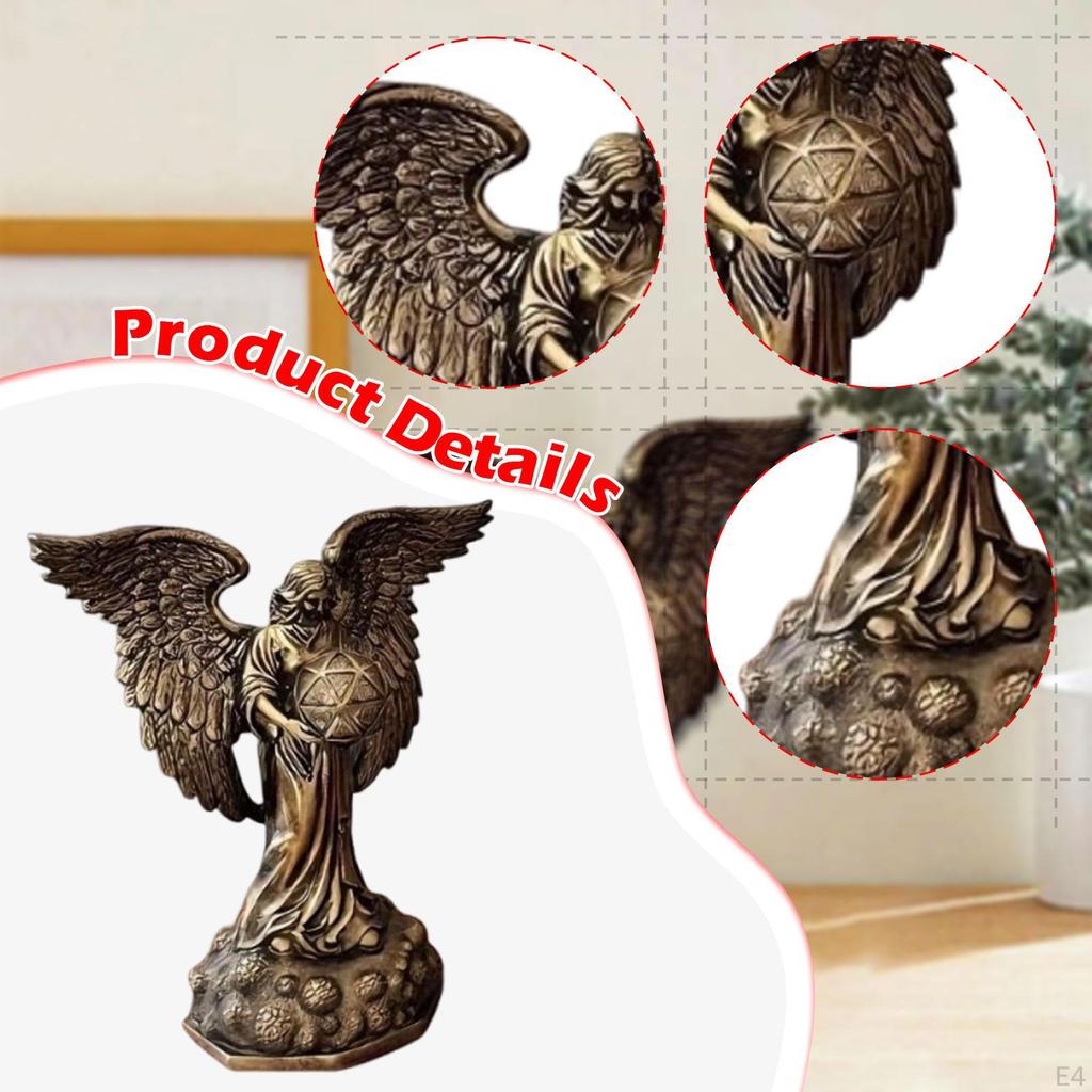 Angel Statue Resin Figurine Artwork Birthday Gift Tabletop Ornament Sculpture for Desk Fireplace