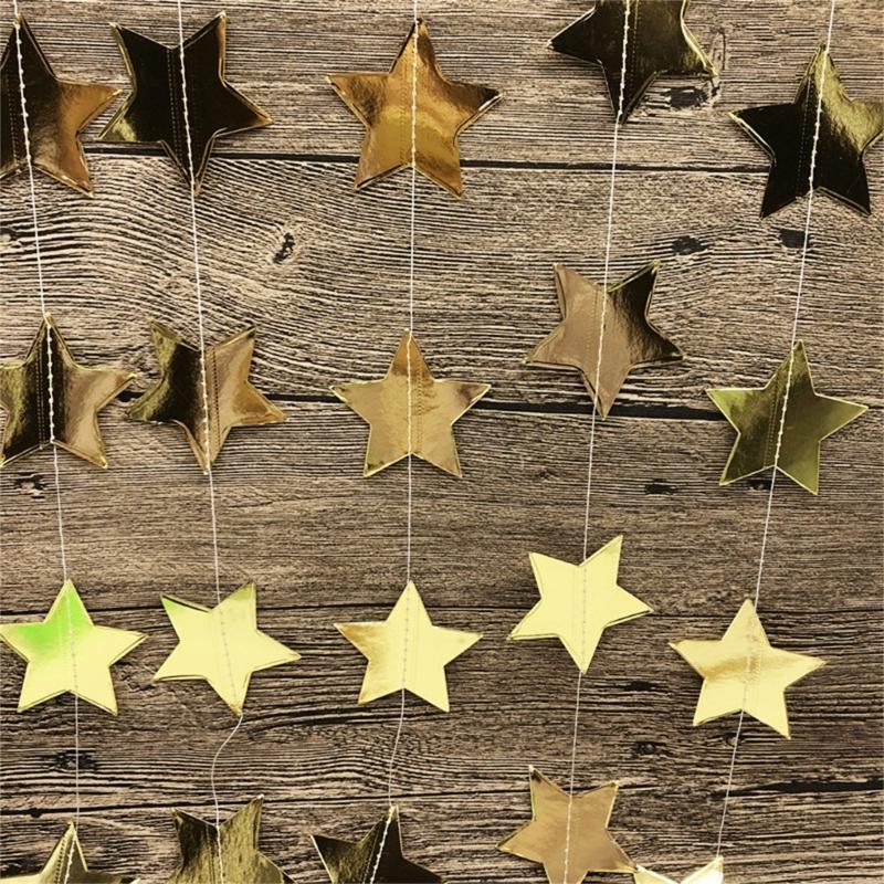 Elegant Star Garlands Decoration Glitters Paper Streame Festival Ornament for Birthday Party Supplies Daily Casual Use