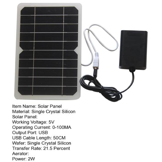 Panel słoneczny 5W 5V Wysoka moc wyjściowa Wysoka wydajność konwersji Przenośna konstrukcja Natleniacz Zestaw paneli słonecznych z krzemu monokrystalicznego