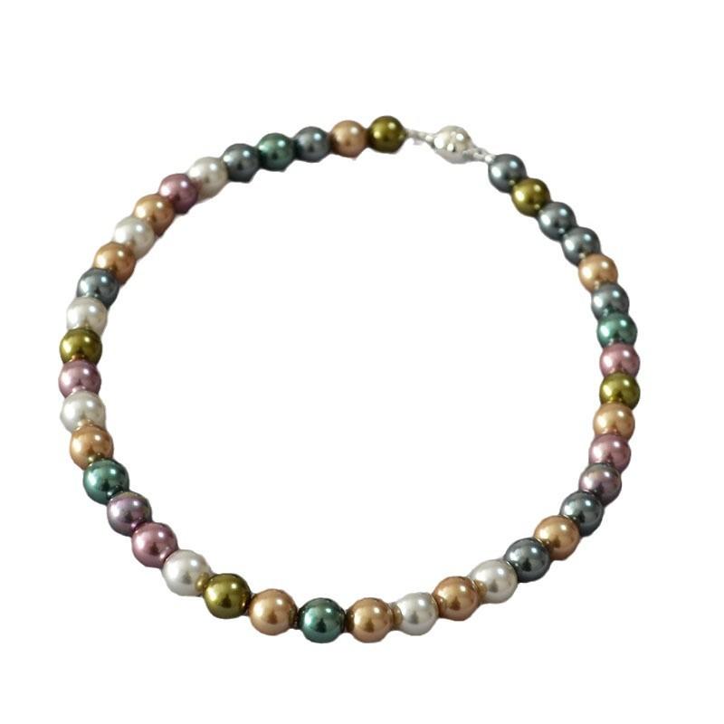 Mix And Match Colorful Highlight Pearl Ankara Red High-End Retro Necklace Collarbone Chain Women