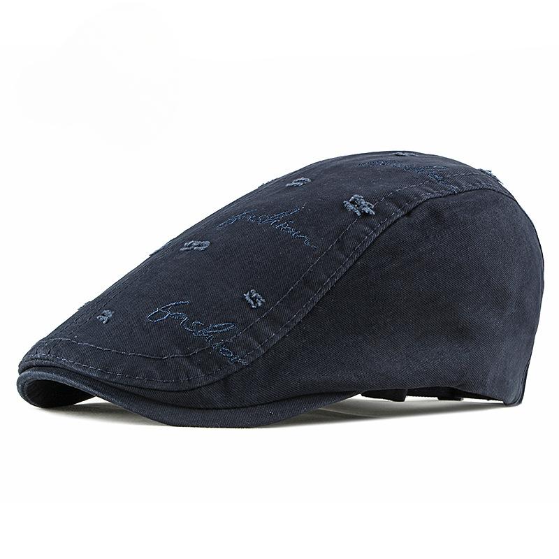 2026Korean British Cotton Ripped Embroidery Men's Beret Spring/Summer Outdoor Leisure Women's Sun Protection Sun Hat Forward Cap