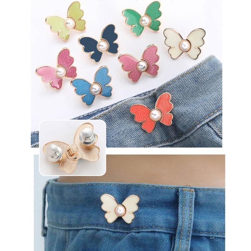 Fashion Butterfly Jean Button Adjustable Waist Buckle Extender Detachable Tighten Attacher Pins Waist Closing Artifact
