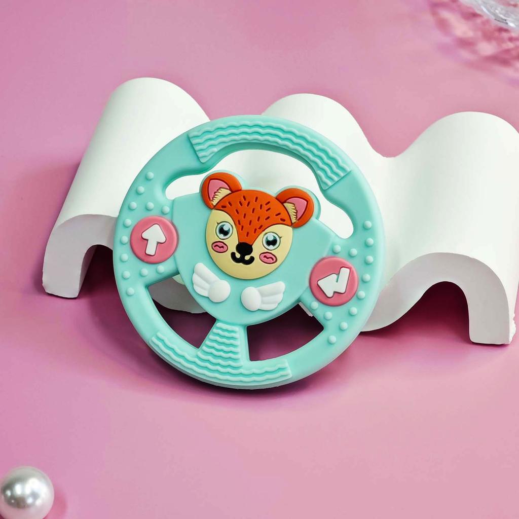 Baby Silicone Teether Photography Accessories Baby Teether Stick Bite Cute Cartoon Animal Steering Wheel Anti-Eating Handle
