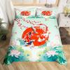 Koi Duvet Cover King Cherry Blossom Japanese Ukiyo-e Bedding Set Sakura Marine Animals Comforter Cover,Pink Romantic Quilt Cover