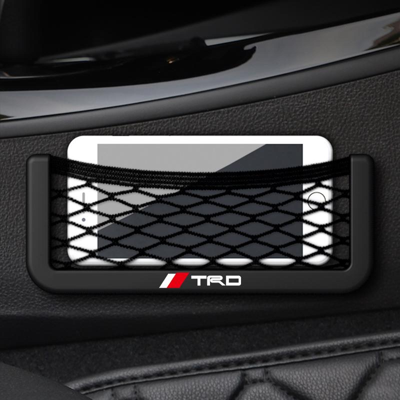1Pcs Car Net Bag Phone Holder Storage Net Box Pocket Organizer for TRD Toyota GR Corolla Rav4 Auris Camry Yaris CHR Accessories
