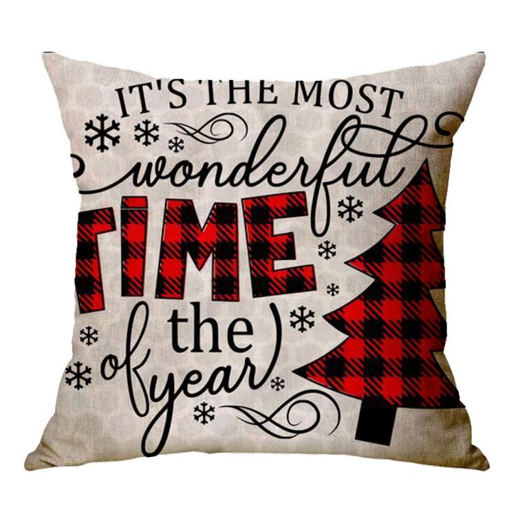 Christmas Decoration Cushion Cover Cartoon Elk Santa Cushion Cover Christmas Pillow Case Linen Decoration Pillow Home Decoration