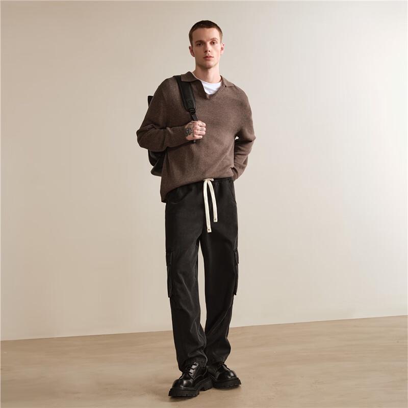 GIORDANO Men's Multi-Pocket Elastic Waist Straight Leg Cargo Pants