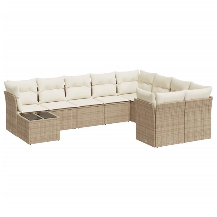 VidaXL Garden Lounge Set with Cushions 10 Pcs Beige Braided Resin 3218188
